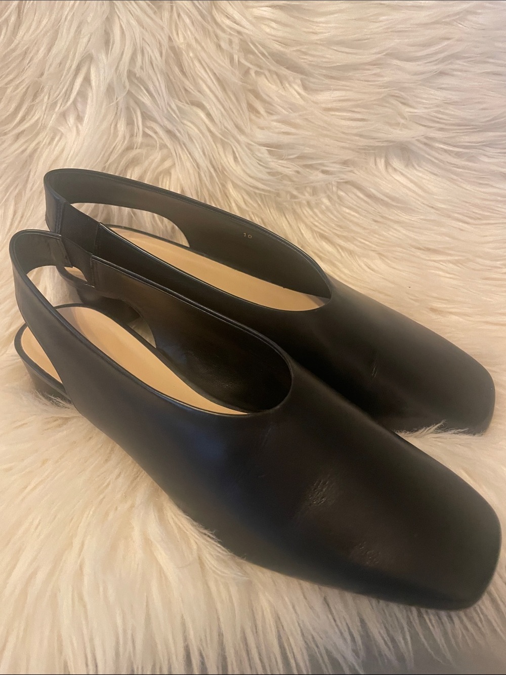 Everlane Black Leather Slingback Mules